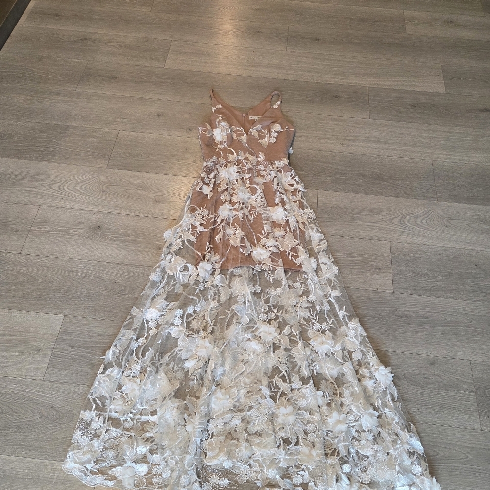 Dress the Population Sidney Sheer Lace Gown White/Nude S - Picture 5 of 5